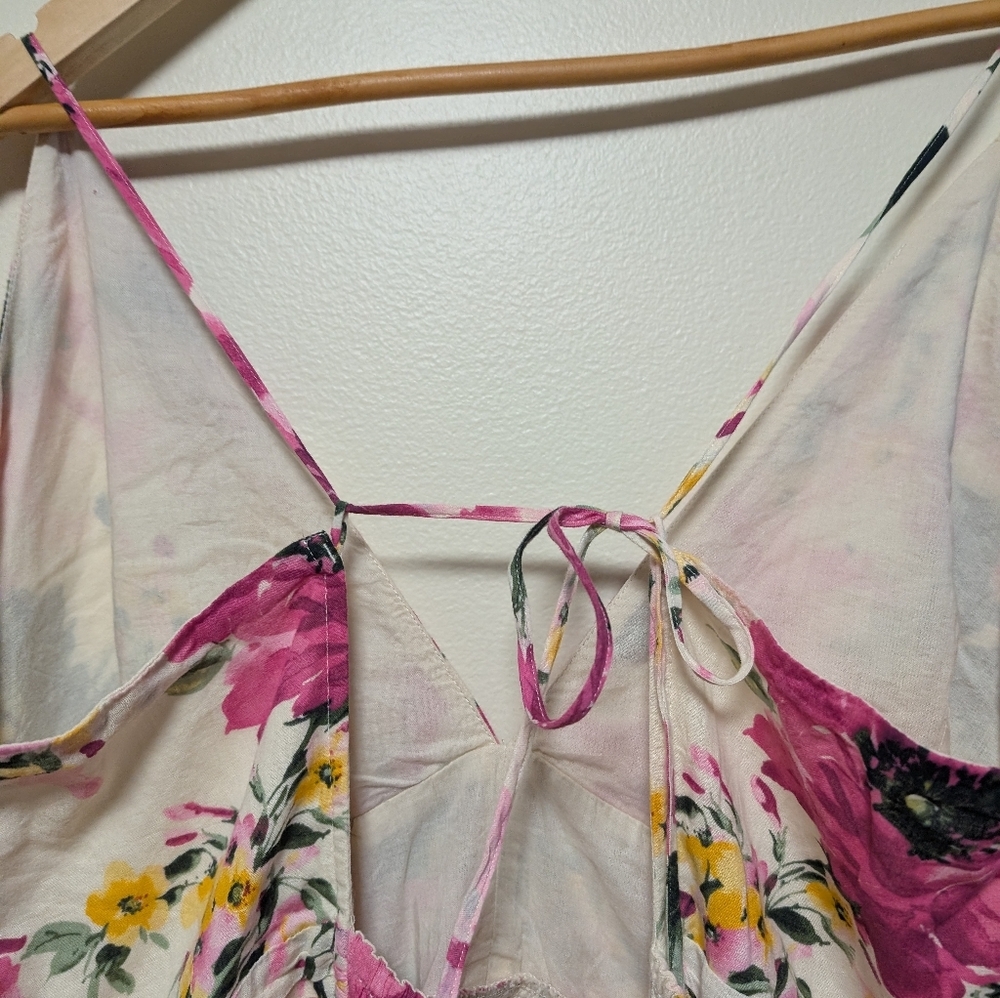 Abercrombie & Fitch Floral Maxi Dress Pink White Yellow Women’s XXLT - Picture 8 of 9